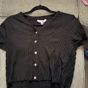 Black Button-Up Women's Top